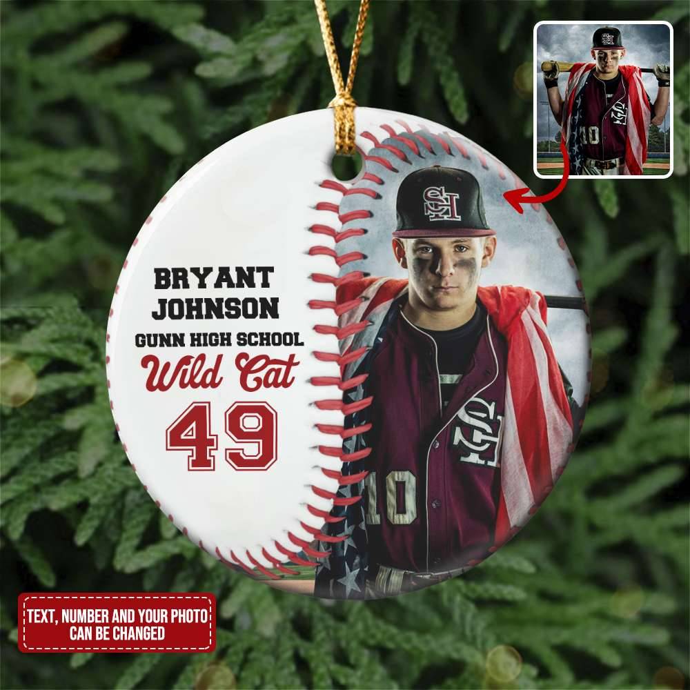 Custom Baseball Circle Ceramic Ornament, Personalized Baseball Player Circle Ceramic Ornament - Perfect Gift For Baseball Lover, Christmas, New Year