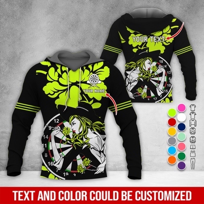 Customized Name & Text Darts Rose Premium Hoodie, Darts & Rose Girl Hoodie, Perfect Gift For Darts Lovers, Friend, Family