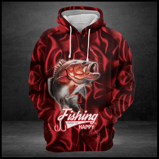 Fishing Pullover Premium Hoodie Fishing Makes Me Happy, Perfect Outfit For Men And Women On Christmas New Year Autumn Winter