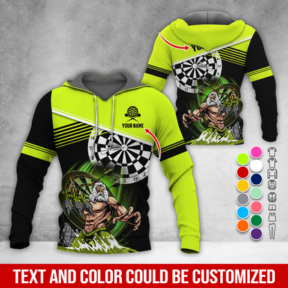 Customized Name & Text Darts Premium Hoodie, Poseidon Pattern Darts Hoodie, Perfect Gift For Darts Lovers, Darts Player