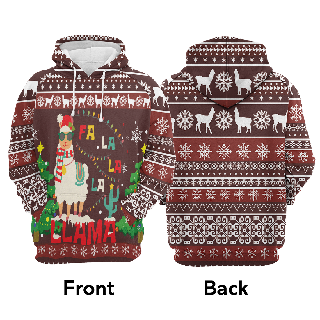 Llama Premium Christmas Hoodie, Funny Llama Falalala Unisex Hoodie For Men & Women - Perfect Gift For Christmas, Llama Lover, Family