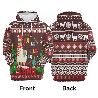 Llama Premium Christmas Hoodie, Funny Llama Falalala Unisex Hoodie For Men & Women - Perfect Gift For Christmas, Llama Lover, Family