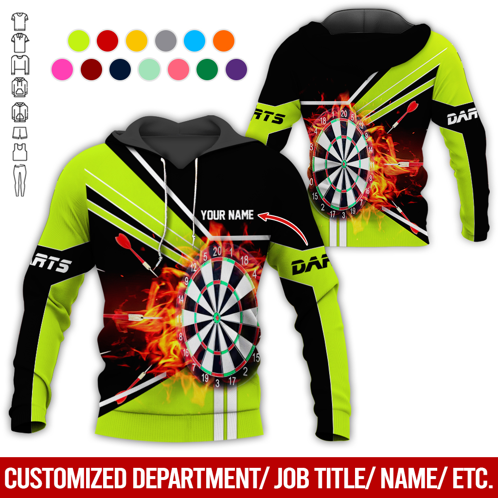 Customized Darts Flaming Premium Hoodie, Personalized Name Darts Hoodie, Perfect Gift For Darts Lovers, Darts Player