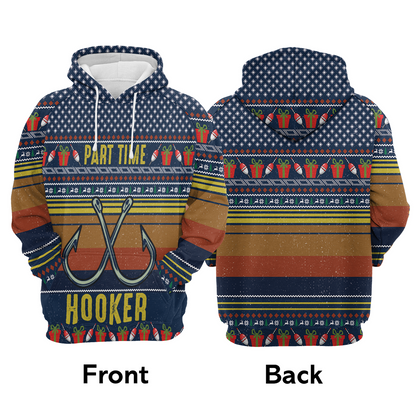 Fishing Premium Christmas Hoodie, Fishing Part Time Hooker Christmas Unisex Hoodie For Men & Women - Perfect Gift For Christmas, Fishing Lover
