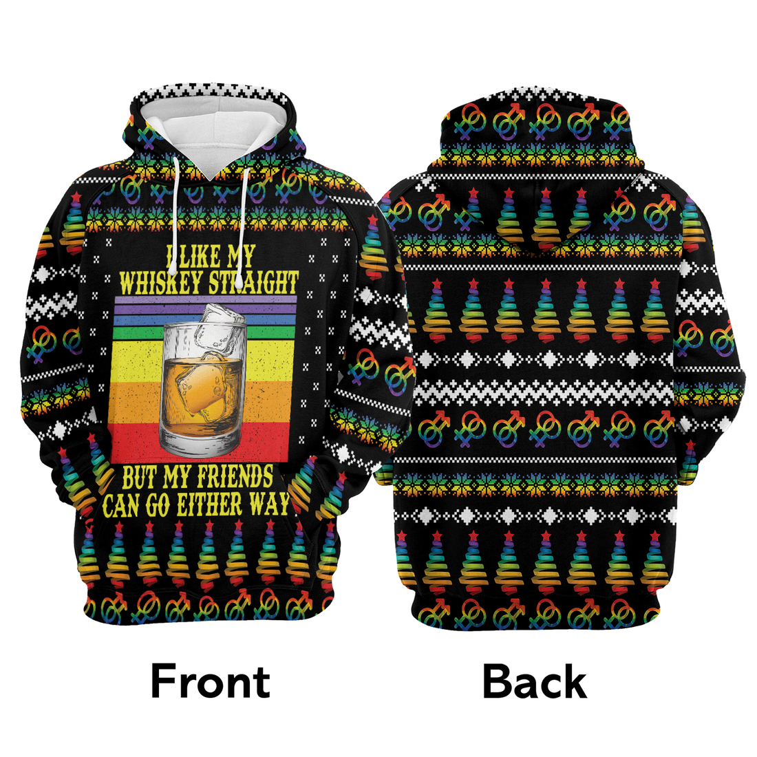 Whiskey Premium Christmas Hoodie, I Like My Whiskey Straight Unisex Hoodie For Men & Women - Perfect Gift For Christmas, Whiskey Lover