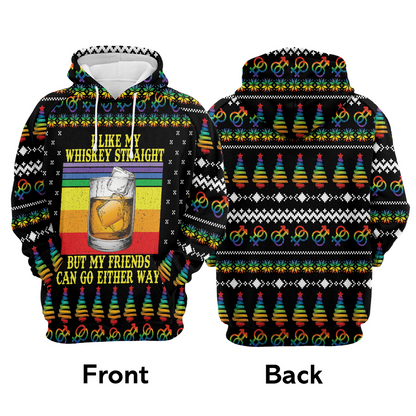 Whiskey Premium Christmas Hoodie, I Like My Whiskey Straight Unisex Hoodie For Men & Women - Perfect Gift For Christmas, Whiskey Lover