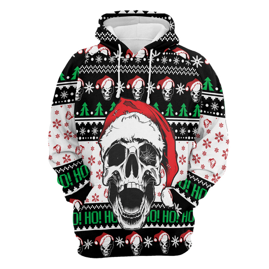Skull Xmas Pullover Premium Hoodie HOHOHO, Perfect Outfit For Men And Women On Christmas New Year Autumn Winter
