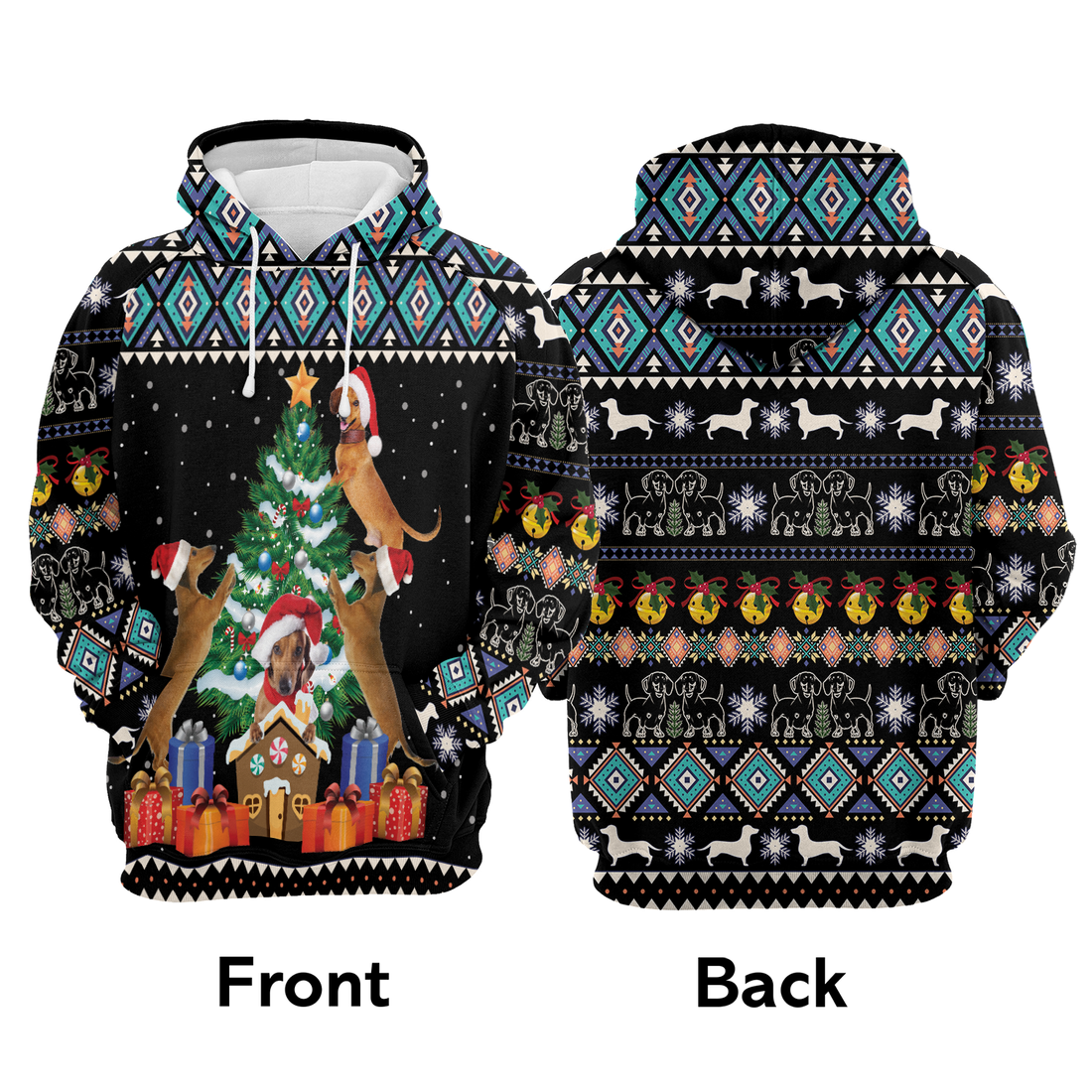 Dachshund Premium Christmas Hoodie, Dachshund Group Christmas Tree Unisex Hoodie For Men & Women - Perfect Gift For Christmas, Dachshund Lovers