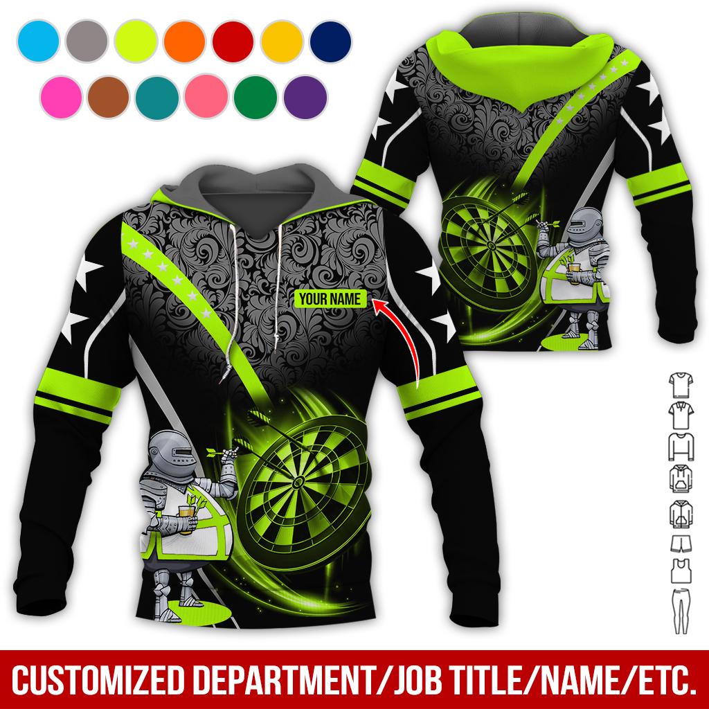 Personalized Darts Knight Armor Premium Hoodie, Customized Name Darts Tropical Pattern Hoodie, Perfect Gift For Darts Lovers, Darts Player
