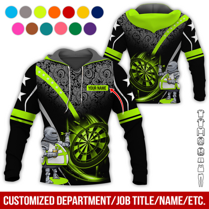 Personalized Darts Knight Armor Premium Hoodie, Customized Name Darts Tropical Pattern Hoodie, Perfect Gift For Darts Lovers, Darts Player