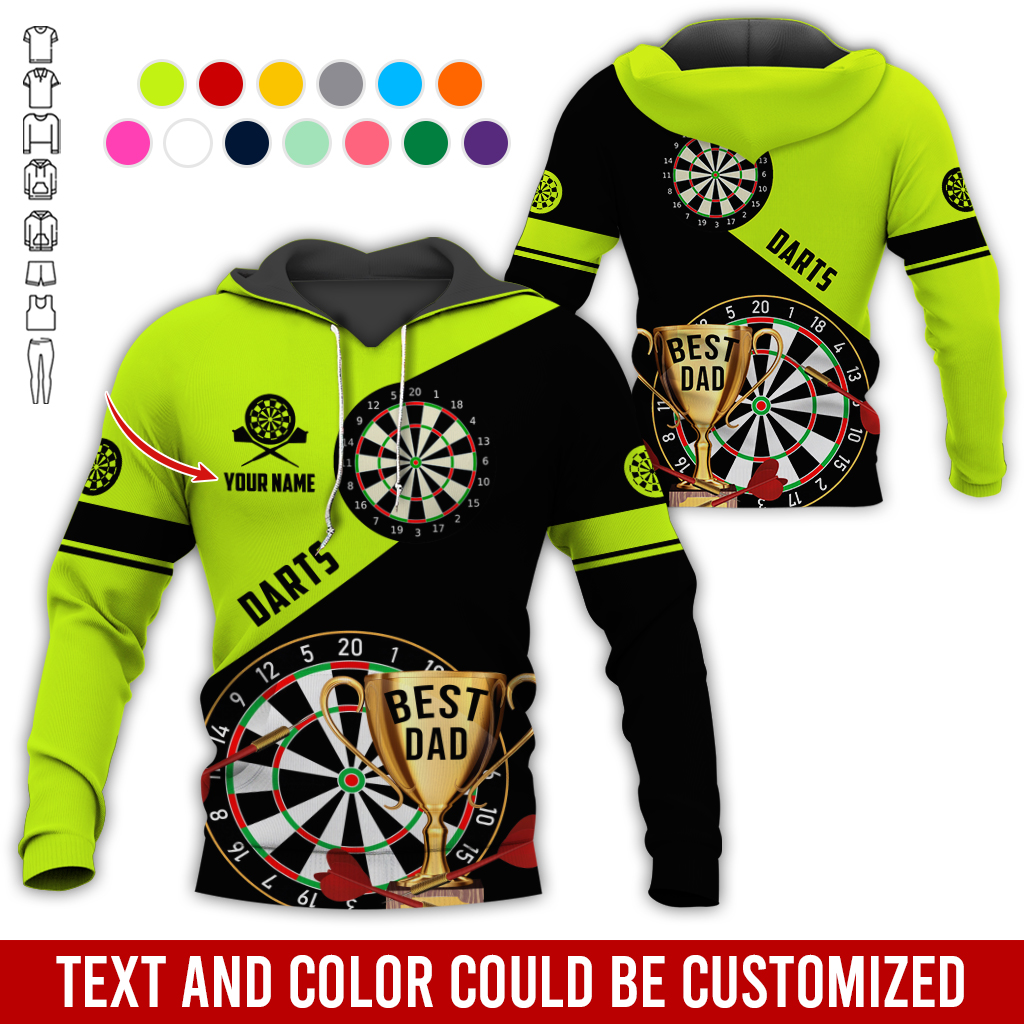 Personalized Darts Best Dad Premium Hoodie, Customized Name Darts Hoodie, Perfect Gift For Darts Lovers, Darts Player