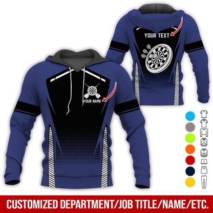 Customized Name Darts Premium Hoodie, Dartboards Pattern Darts Hoodie For Darst Player - Gift For Darts Lovers, Friend, Family