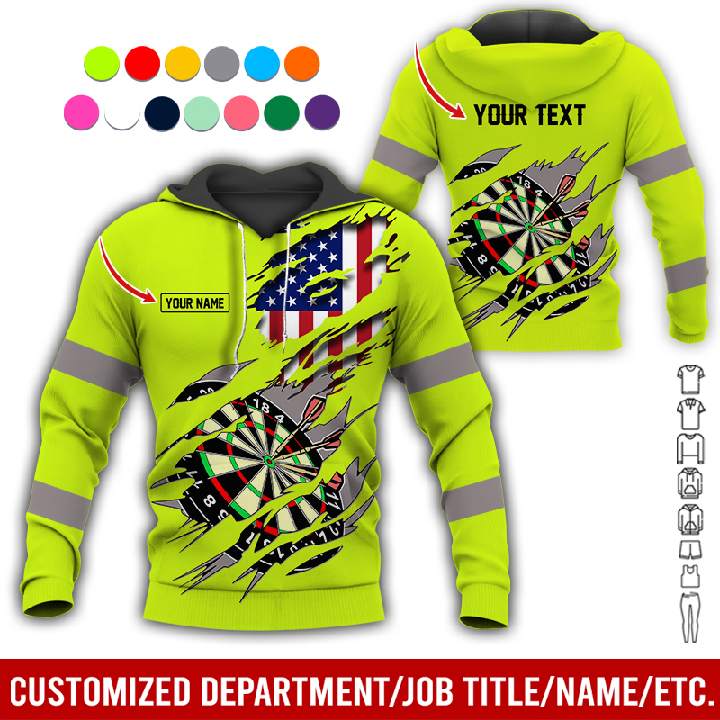Personalized Darts American Flag Premium Hoodie, Customized Name & Text Darts Hoodie, Perfect Gift For Darts Lovers, Friend, Family