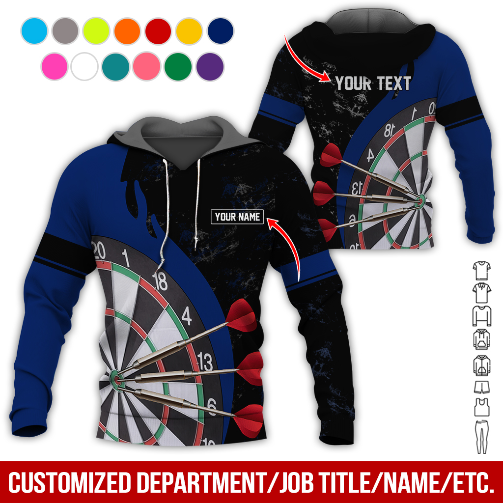 Customized Name & Text Darts Premium Hoodie, Darts & Moss Pattern Hoodie, Perfect Gift For Darts Lovers, Friend, Family