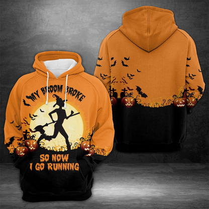Running Witch Pullover Premium Hoodie My Broom Broke I Go Running, Perfect Outfit For Men And Women On Christmas New Year Autumn Winter