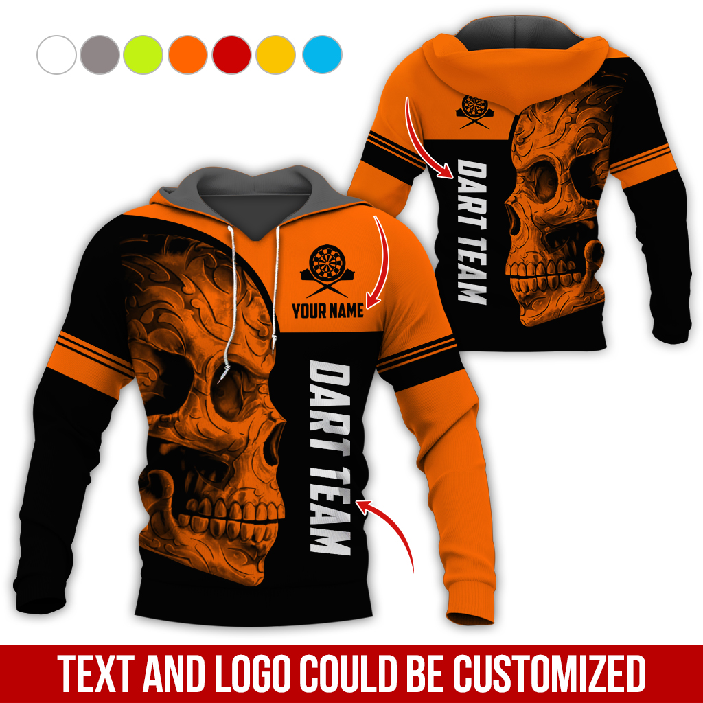 Customized Name & Team Name Darts Skull Premium Hoodie, I Like Darts Hoodie, Perfect Gift For Darts Lovers, Darts Player