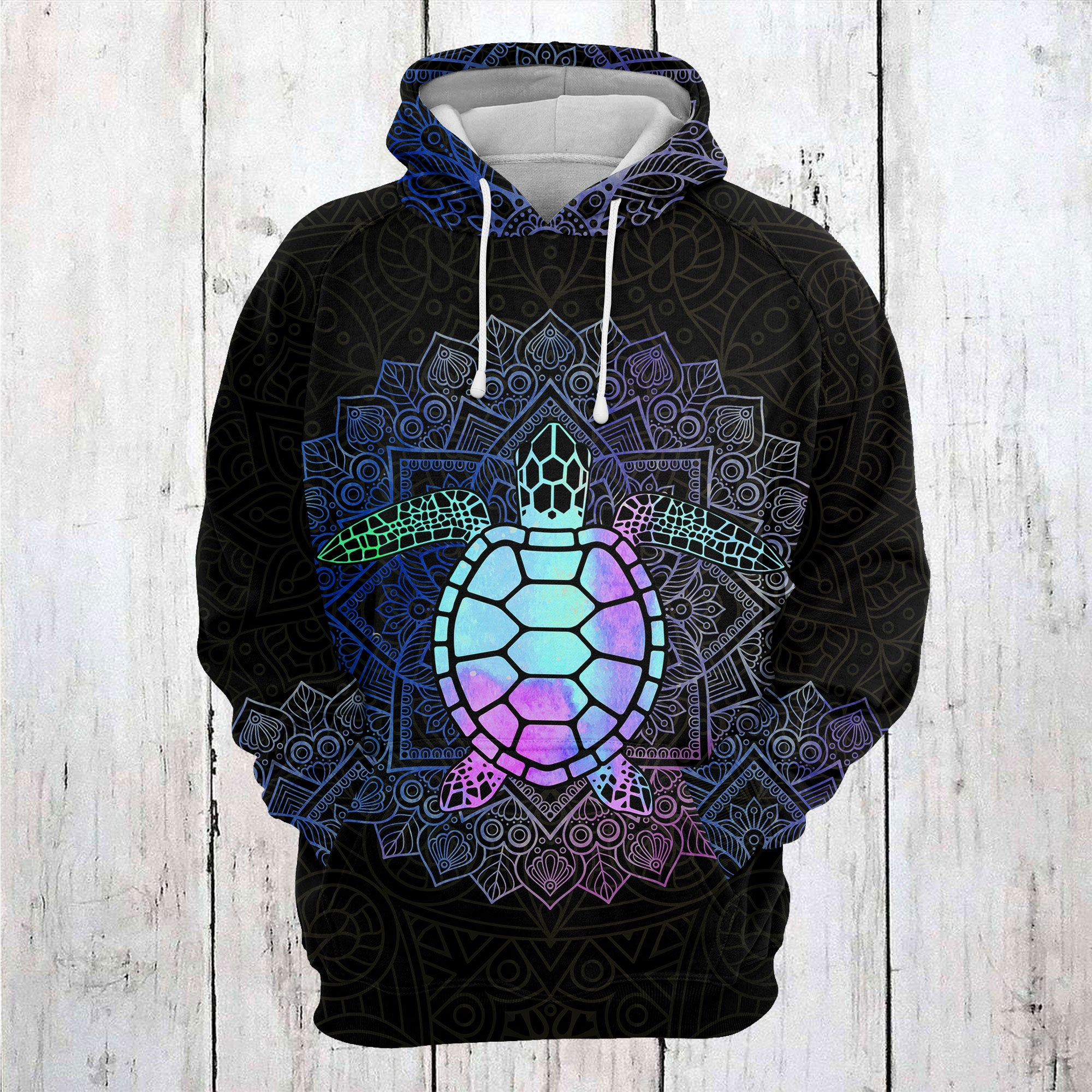 Turtle Mandala Hologram Pullover Premium Hoodie, Perfect Outfit For Men And Women On Christmas New Year Autumn Winter