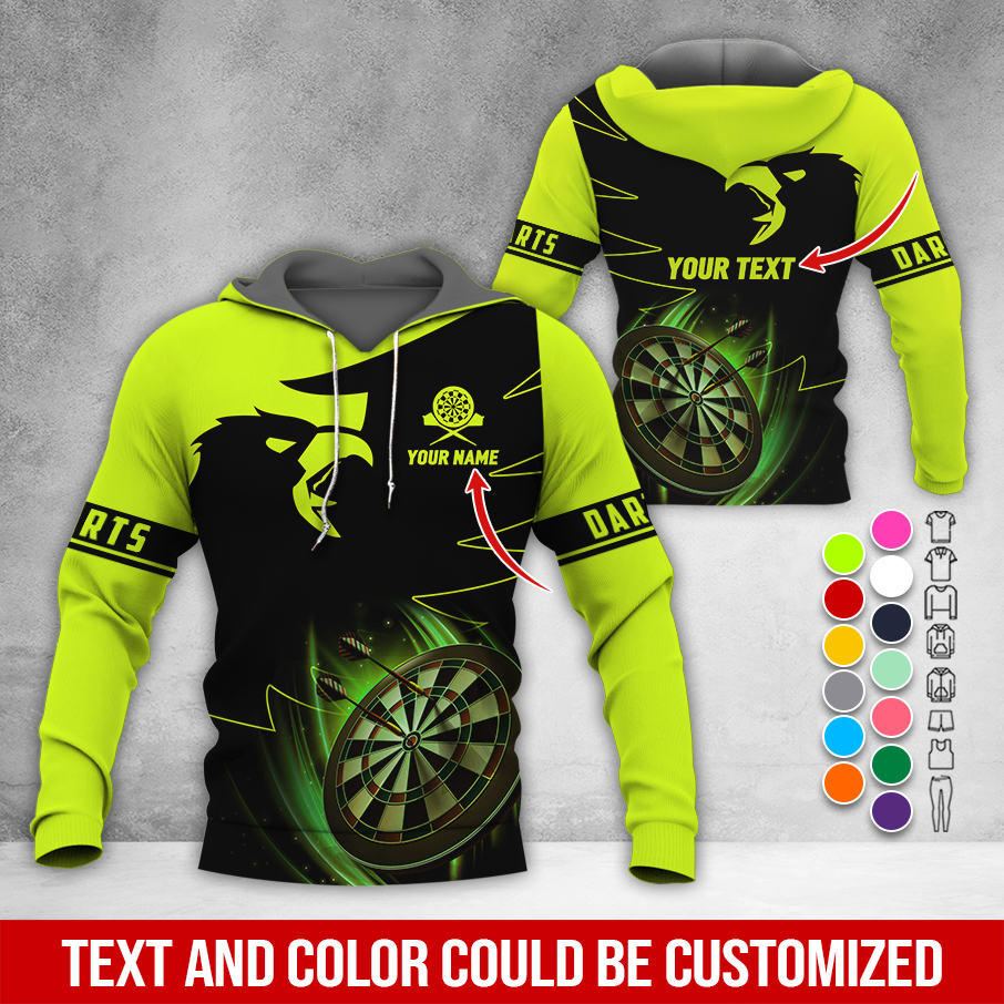 Personalized Darts Black Raven Premium Hoodie, Customized Name & Text Darts Hoodie, Perfect Gift For Darts Lovers, Darts Player