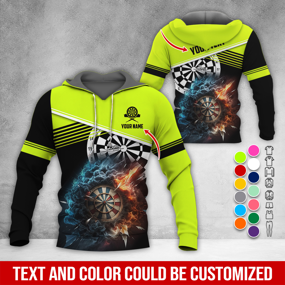 Personalized Name & Text Darts Premium Hoodie, Darts & Storm Pattern Hoodie, Perfect Gift For Darts Lovers, Friend, Family