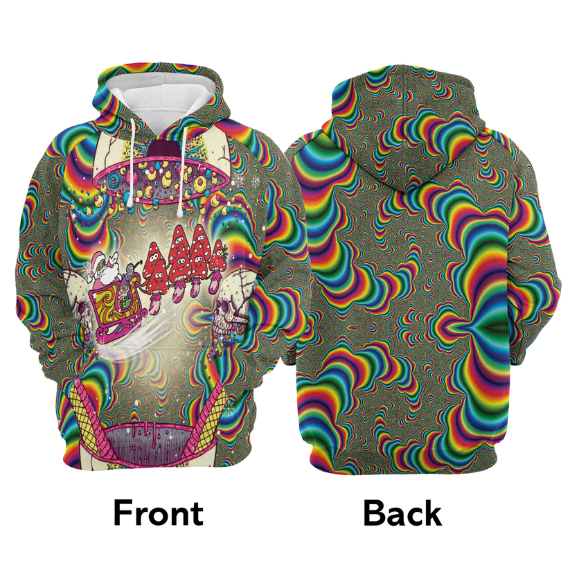 Skull Xmas Premium Christmas Hoodie, Santa And Mushroom Sled Unisex Hoodie For Men & Women - Perfect Gift For Christmas, Mushroom Lovers