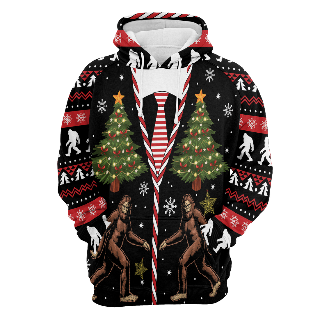 Bigfoot Premium Christmas Hoodie, Vintage Bigfoot Christmas Tree Unisex Red Hoodie For Men & Women - Perfect Gift For Christmas, Family