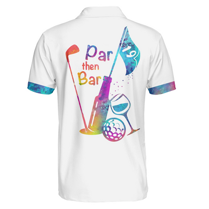 Golf Men Polo Shirt, Water Color Par Then Bar Golf Polo Shirt For Men, Perfect Gift For Golf Lovers