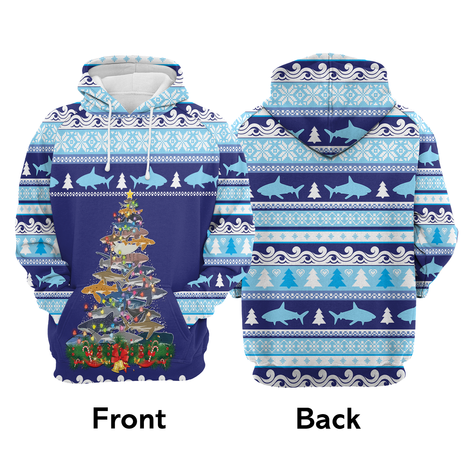 Shark Christmas Tree Pullover Premium Hoodie, Perfect Outfit For Men And Women On Christmas New Year Autumn Winter