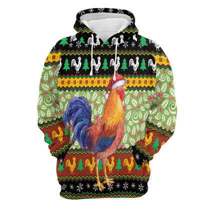 Chicken Premium Christmas Hoodie, Chicken Cluck-ry Christmas Unisex Hoodie For Men & Women - Perfect Gift For Christmas, Family