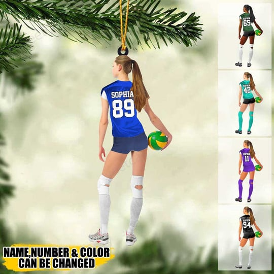 Custom Volleyball Acrylic Christmas Ornament, Personalized Volleyball Girl Players Acrylic Ornament For Volleyball Lover, Christmas, New Year