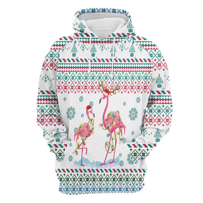Flamingo Premium Christmas Hoodie, Flamingo Christmas Reunion Unisex Hoodie For Men & Women - Perfect Gift For Christmas, Flamingo Lover
