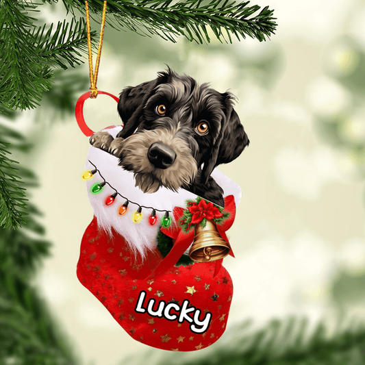 Custom Dog Acrylic Christmas Ornament, Personalized Giant Schnauzer In Stocking Christmas Acrylic Ornament for Dog Lover, New Year