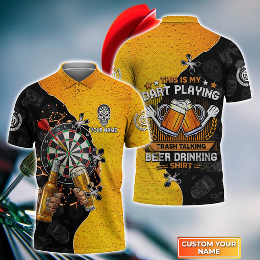 Personalized Darts Polo Shirt - Custom Name Darts & Beer This Is My Dart Playing Trash Talking Polo Shirt - Polo Shirt For Beer Lover, Darts Lover
