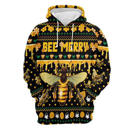 Bee Premium Christmas Hoodie, Bee Merry Christmas Unisex Hoodie For Men & Women - Perfect Gift For Christmas, Bee Lovers