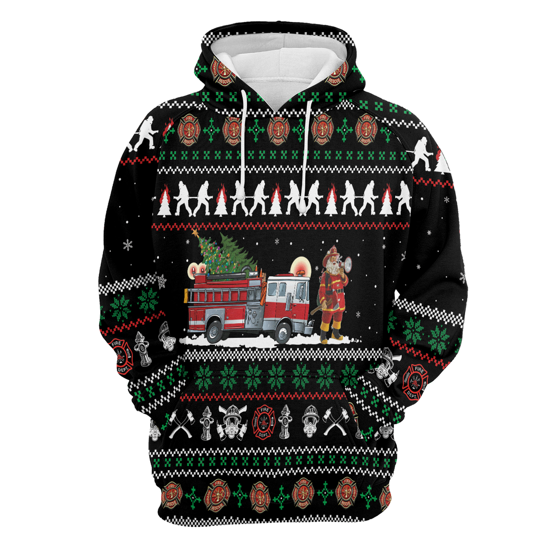 Firefighter Wine Premium Christmas Hoodie, Santa Claus Firefighter Unisex Hoodie For Men & Women - Perfect Gift For Christmas, Firefighter Lover