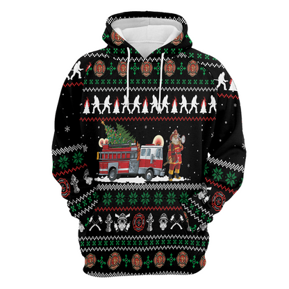 Firefighter Wine Premium Christmas Hoodie, Santa Claus Firefighter Unisex Hoodie For Men & Women - Perfect Gift For Christmas, Firefighter Lover