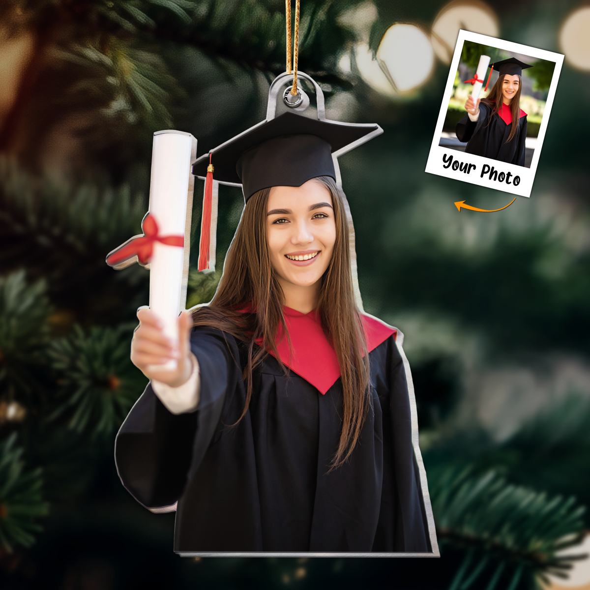 Personalized Acrylic Graduation Photo Ornament, Custom Graduation Photo Acrylic Ornament For Christmas, Best Ornament For Christmas, Family Member