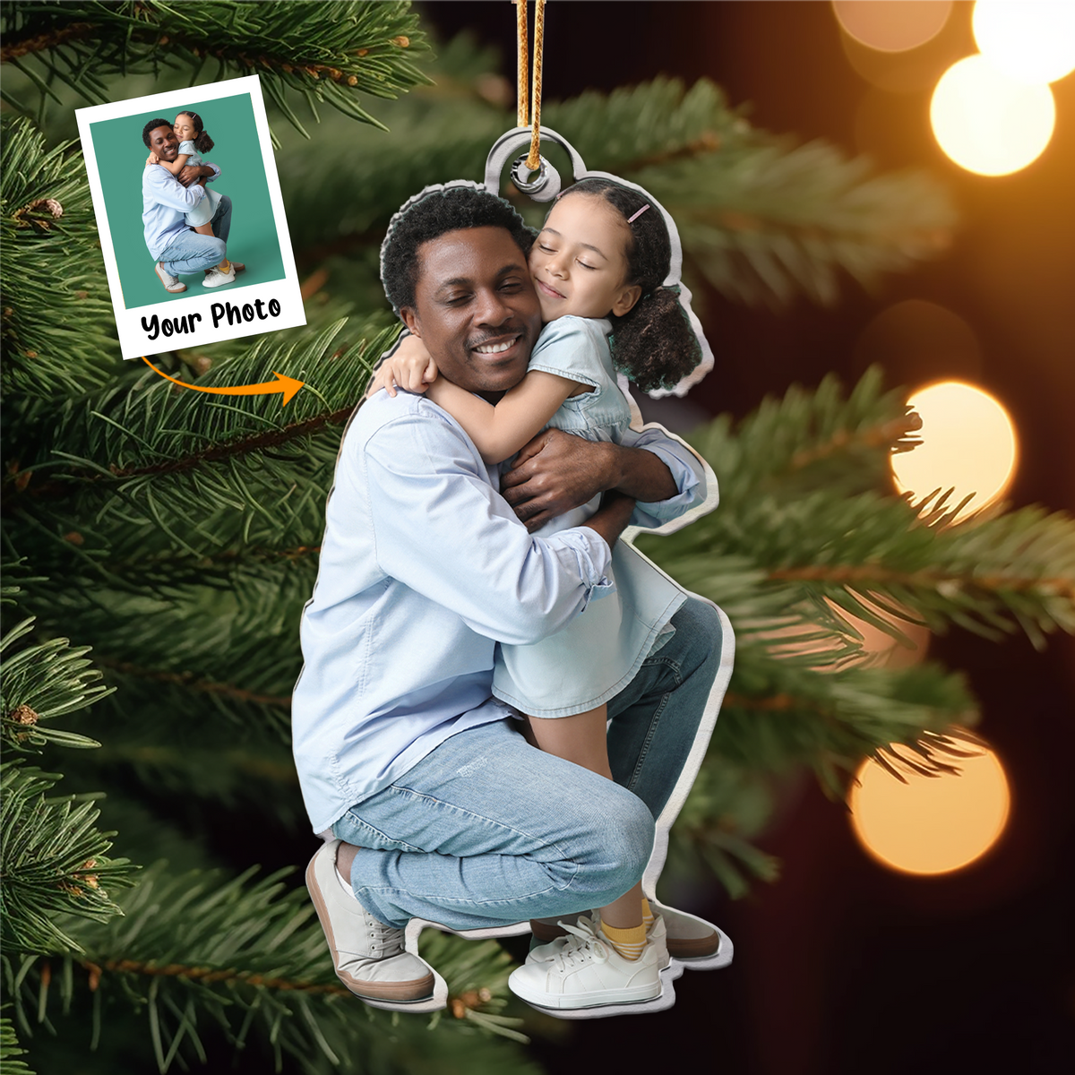 Personalized Acrylic Dad Photo Ornament, Custom Lovely Dad & Kids Acrylic Ornament For Christmas, Best Gift For Family Member, Christmas