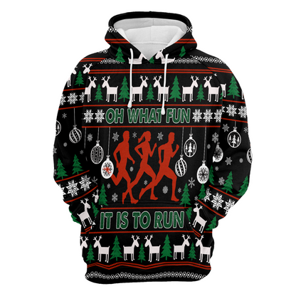 Running Premium Christmas Hoodie, Running Oh What Fun It Is Run Christmas Unisex Hoodie For Men & Women - Perfect Gift For Christmas, Friends, Family