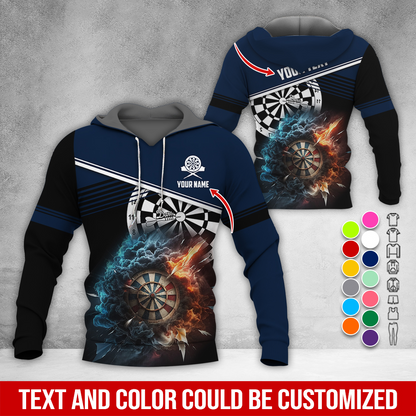 Personalized Name & Text Darts Premium Hoodie, Darts & Storm Pattern Hoodie, Perfect Gift For Darts Lovers, Friend, Family