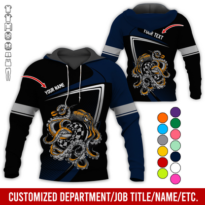 Customized Name & Text Darts Premium Hoodie, Octopus & Dartboard Pattern Darts Hoodie For Men & Women - Gift For Darts Lovers, Friend, Family