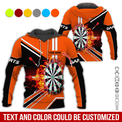 Personalized Flaming Dartboards Premium Hoodie ,Customized Name Hoodie, Perfect Gift For Darts Lovers, Darts Player