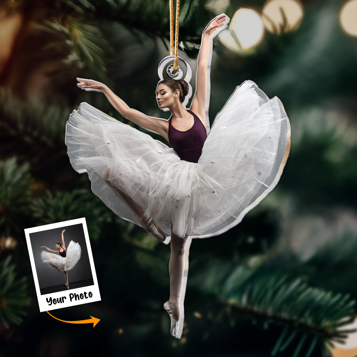 Personalized Acrylic Ballerina Photo Ornament, Custom Lovely Little Ballerina Dancing Ballet Acrylic Ornament For Christmas, Best Gift For Ballerina