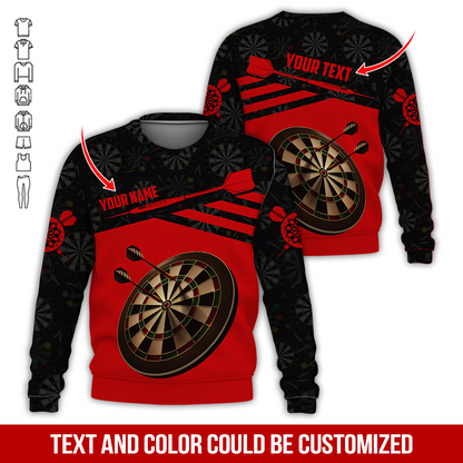 Customized Name Darts Sweatshirt, Custom Name Darts Shirts With Darts Pattern - Gift For Darts Lovers, Friend, Family
