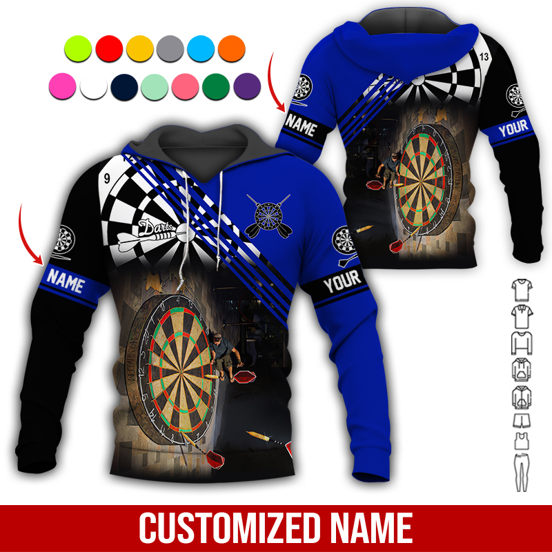 Customized Name Darts Premium Hoodie, Giant Dartboards Black Hoodie, Perfect Gift For Darts Lovers, Friend, Family