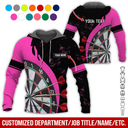 Customized Name & Text Darts Premium Hoodie, Darts & Moss Pattern Hoodie, Perfect Gift For Darts Lovers, Friend, Family