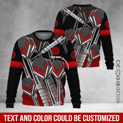 Customized Name & Text Darts Sweatshirt, Darts Pattern Shirts For Men & Women - Gift For Darts Lovers, Friend, Family
