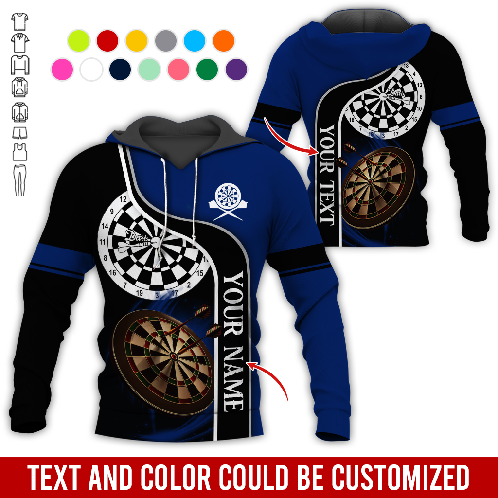 Customized Darts Premium Hoodie, Personalized Name & Text Darts Black Hoodie, Perfect Gift For Darts Lovers, Friend, Family