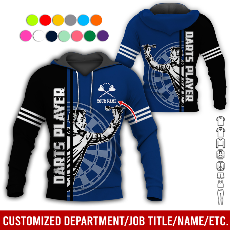 Customized Darts Premium Hoodie, Men Playing Darts Pattern Hoodie For Men & Women, Perfect Gift For Darts Lovers, Friend, Family
