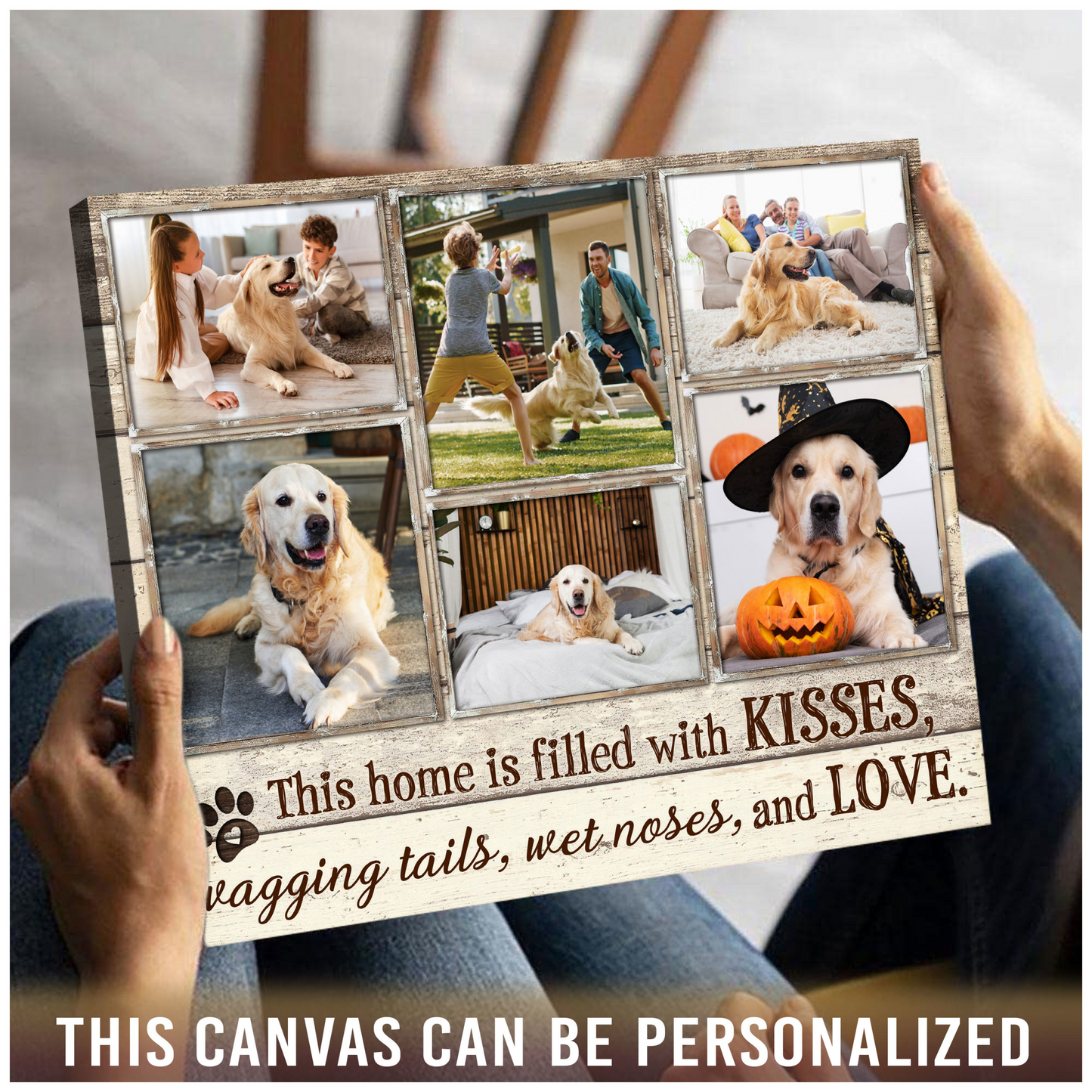 Personalized Dog Landscape Canvas, Custom Pet Photo This home is filled with kisses Canvas, Perfect Gift For Dog Lovers, Friend, Family