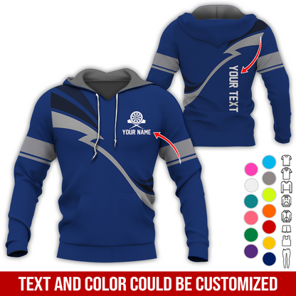 Personalized Darts Premium Hoodie, Customized Name & Text Lightning Pattern Darts Hoodie, Perfect Gift For Darts Lovers, Friend, Family
